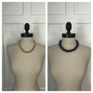 Fashion Lot Necklaces Beaded Purple 16" Gold 18" Long